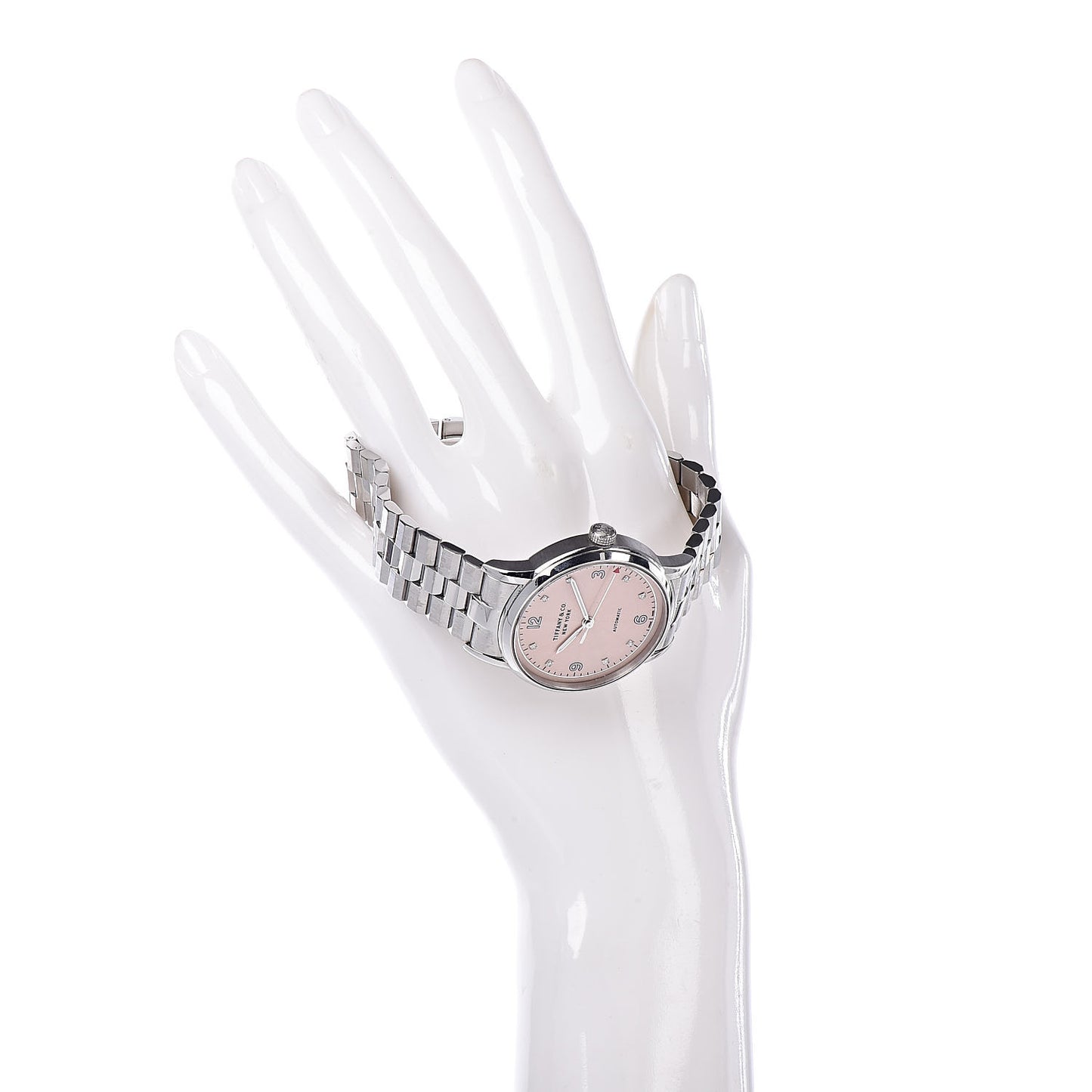 Stainless Steel Diamond 34mm CT60 3-Hand Automatic Watch Pink