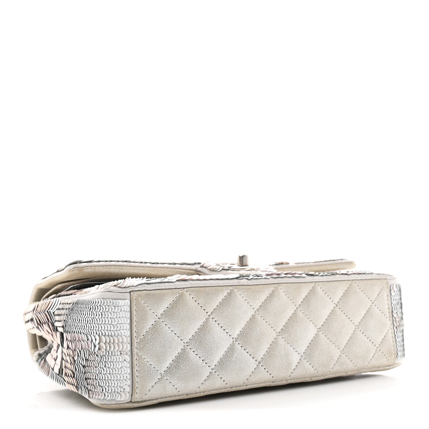 Sequin CC Small Double Flap Silver