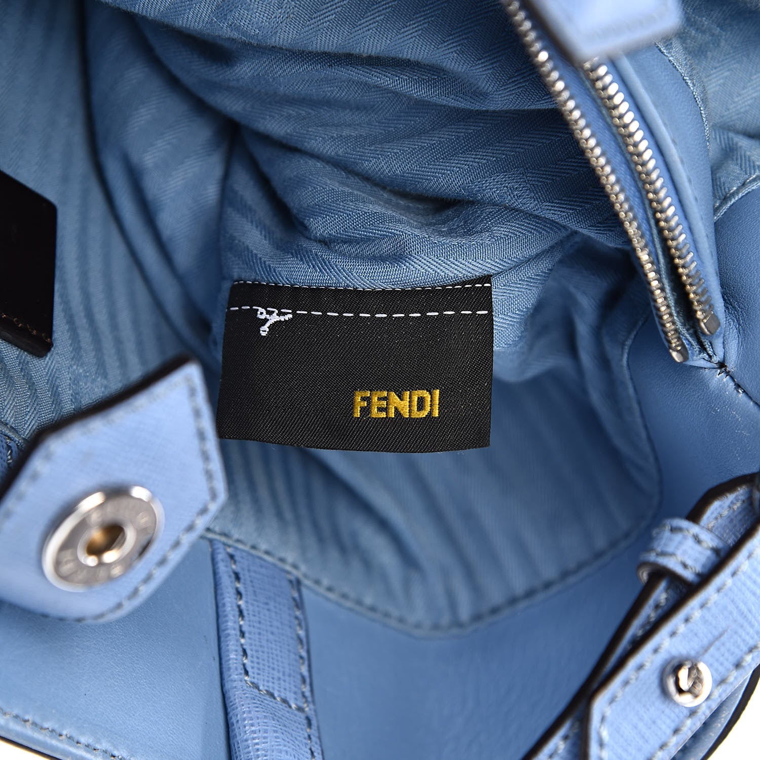 Fendi Vitello Elite Flamingo Petite 2Jours Tote Azzurro Nebula 8 of 14
