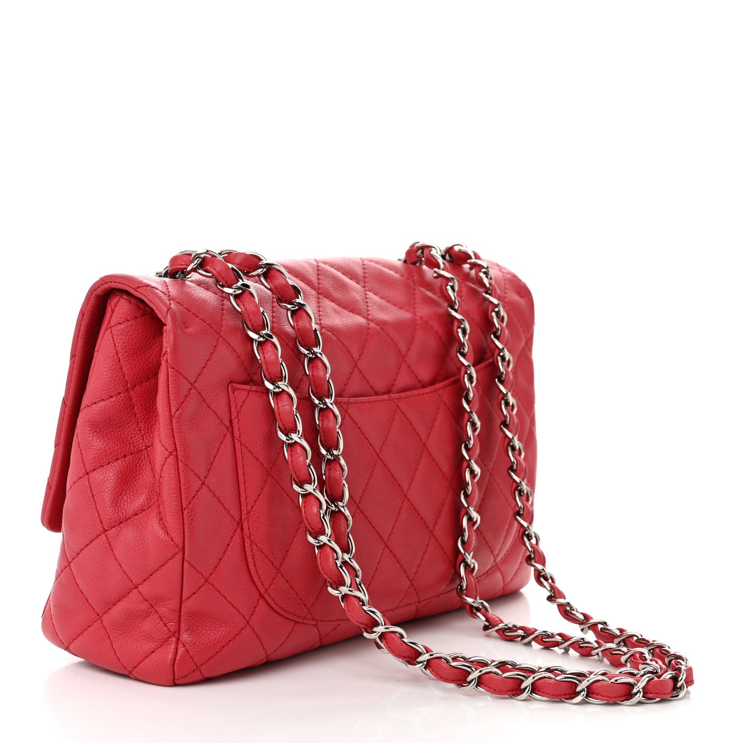Caviar Quilted Jumbo Single Flap Fuchsia