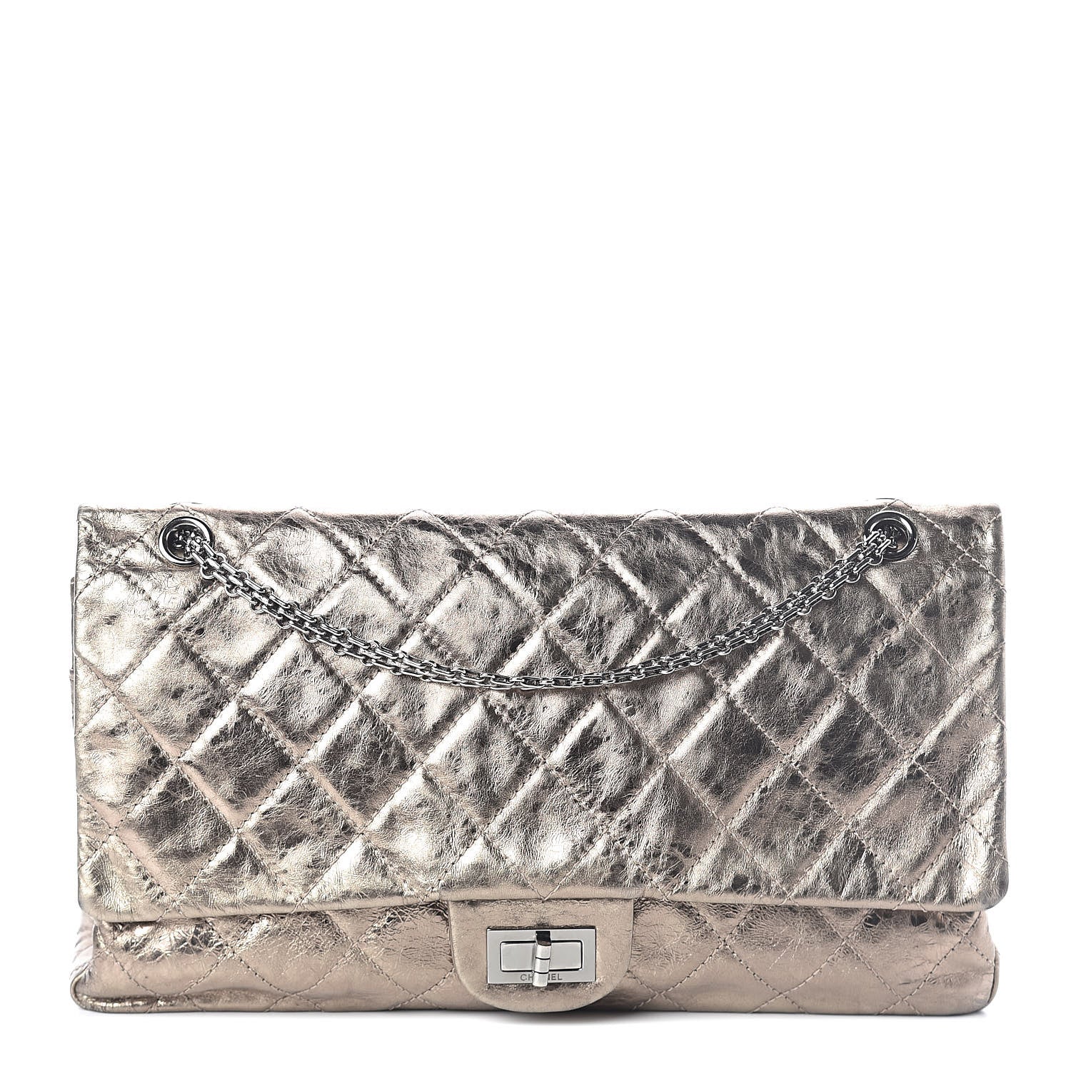 Chanel Metallic Aged Calfskin Quilted 2.55 Reissue 228 Flap Pewter 1 of 10