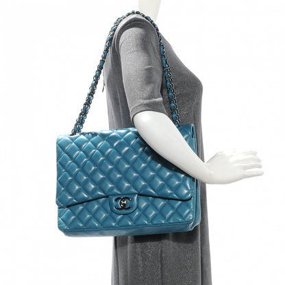 Chanel Lambskin Maxi Double Flap Turquoise 2 of 8