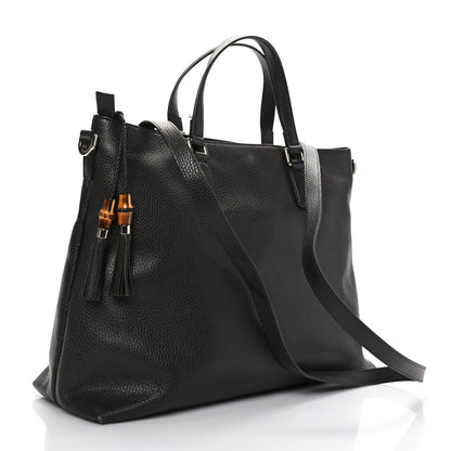 Gucci Calfskin Large Bamboo Tassel Top Handle Tote Brown 3 of 10