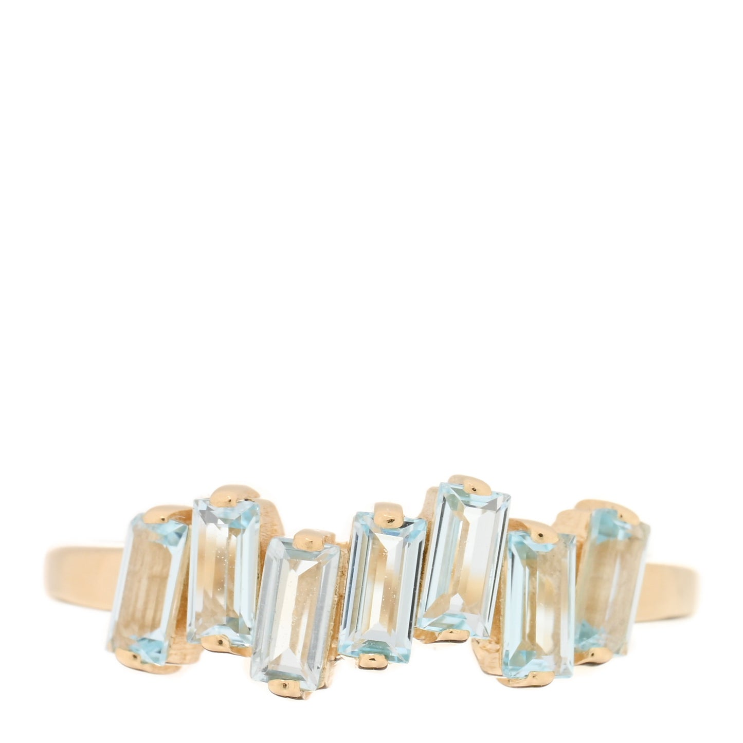 18K Yellow Gold Blue Topaz Amalfi Half Band Ring 51 5.75