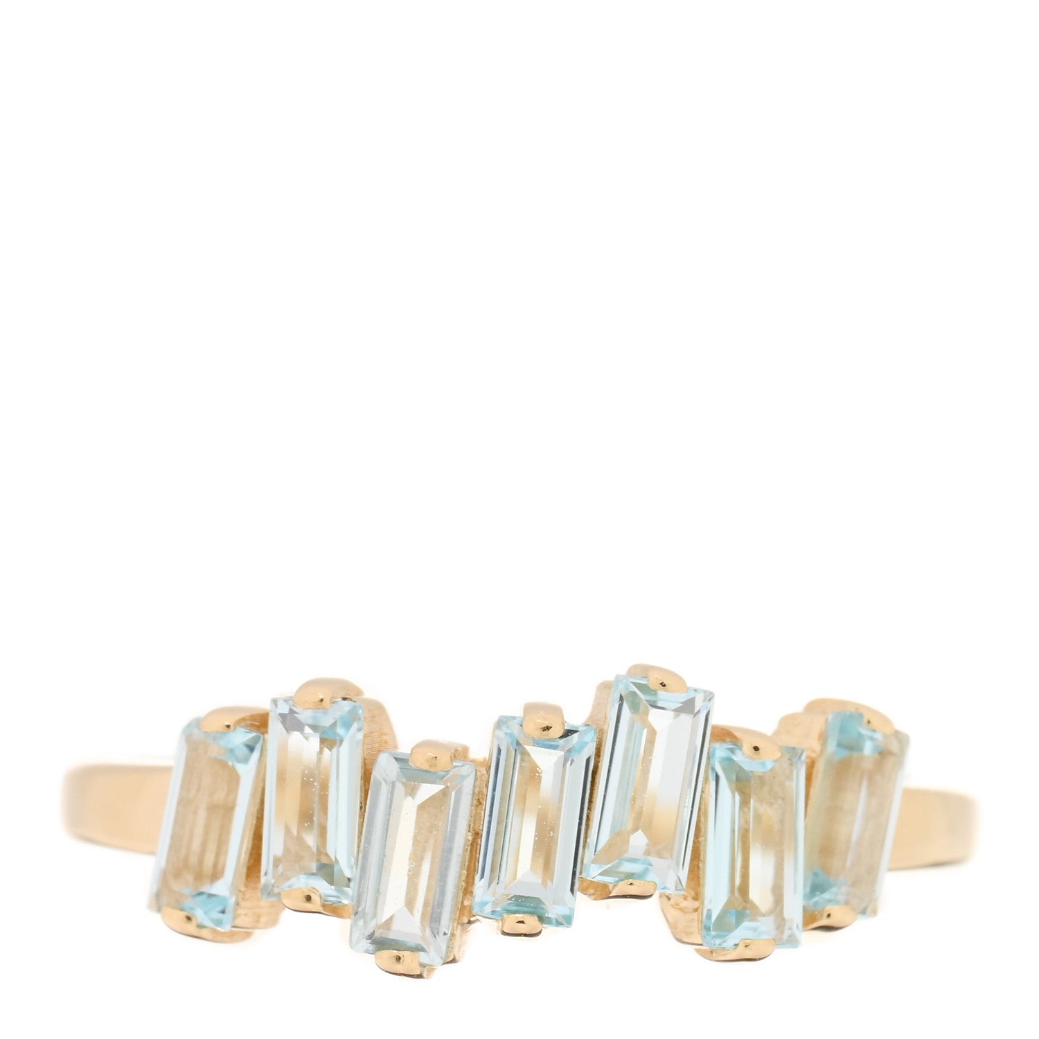 Suzanne Kalan 18K Yellow Gold Blue Topaz Amalfi Half Band Ring 51 5.75 1 of 4