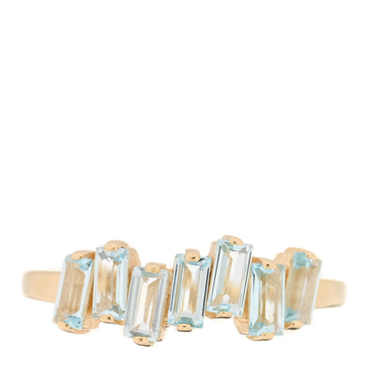 Suzanne Kalan 18K Yellow Gold Blue Topaz Amalfi Half Band Ring 51 5.75 1 of 4