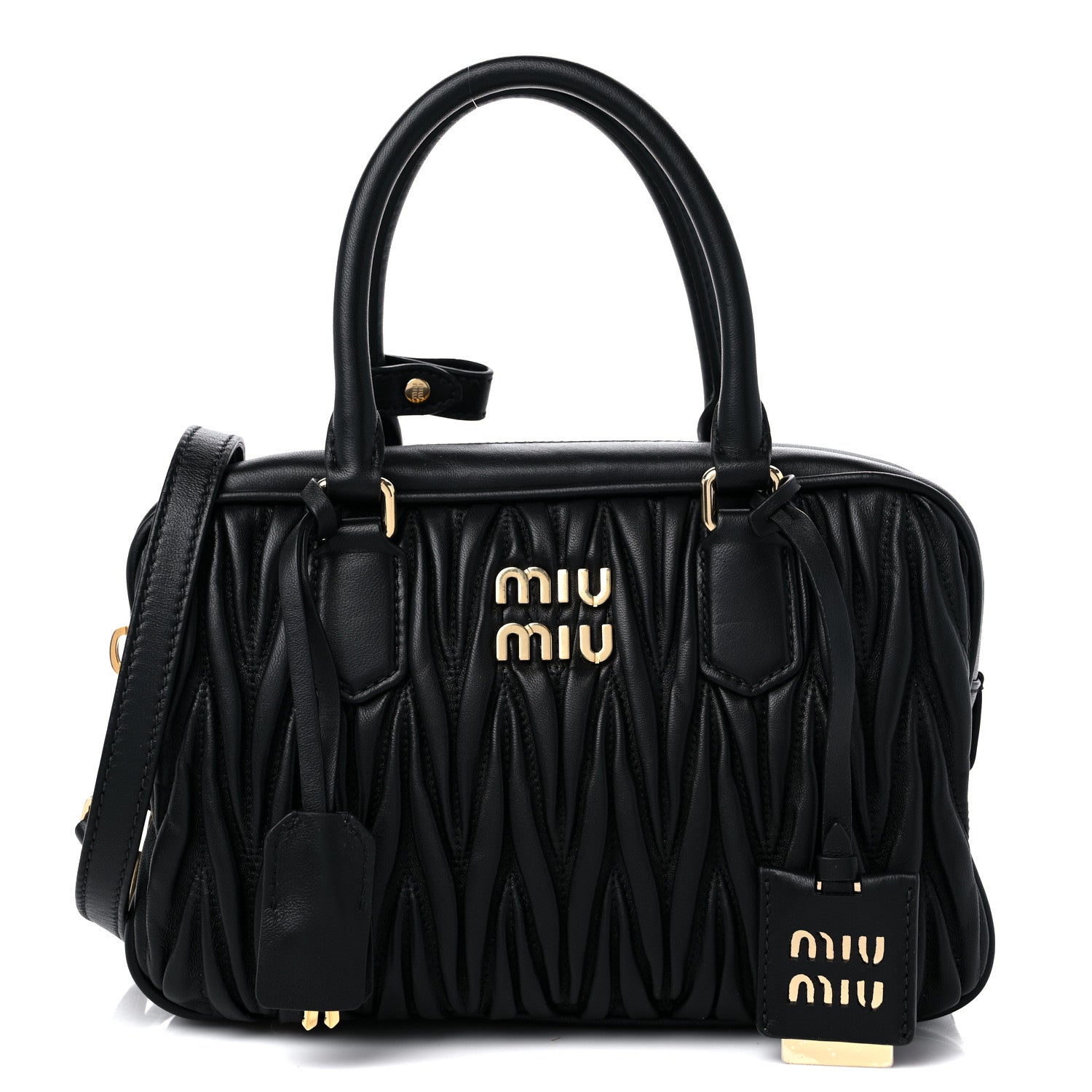 Miu Miu Nappa Matelasse Bauletto Top Handle Bag Black 1 of 8