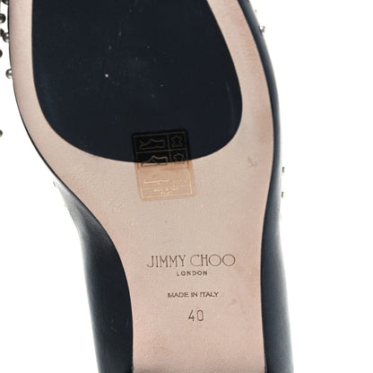 Jimmy Choo Nappa Pearl Studded Jaida Flat Loafer 40 Black 6 of 7