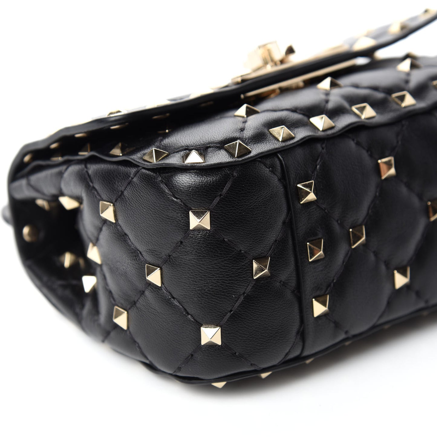Nappa Micro Rockstud Spike Shoulder Bag Black