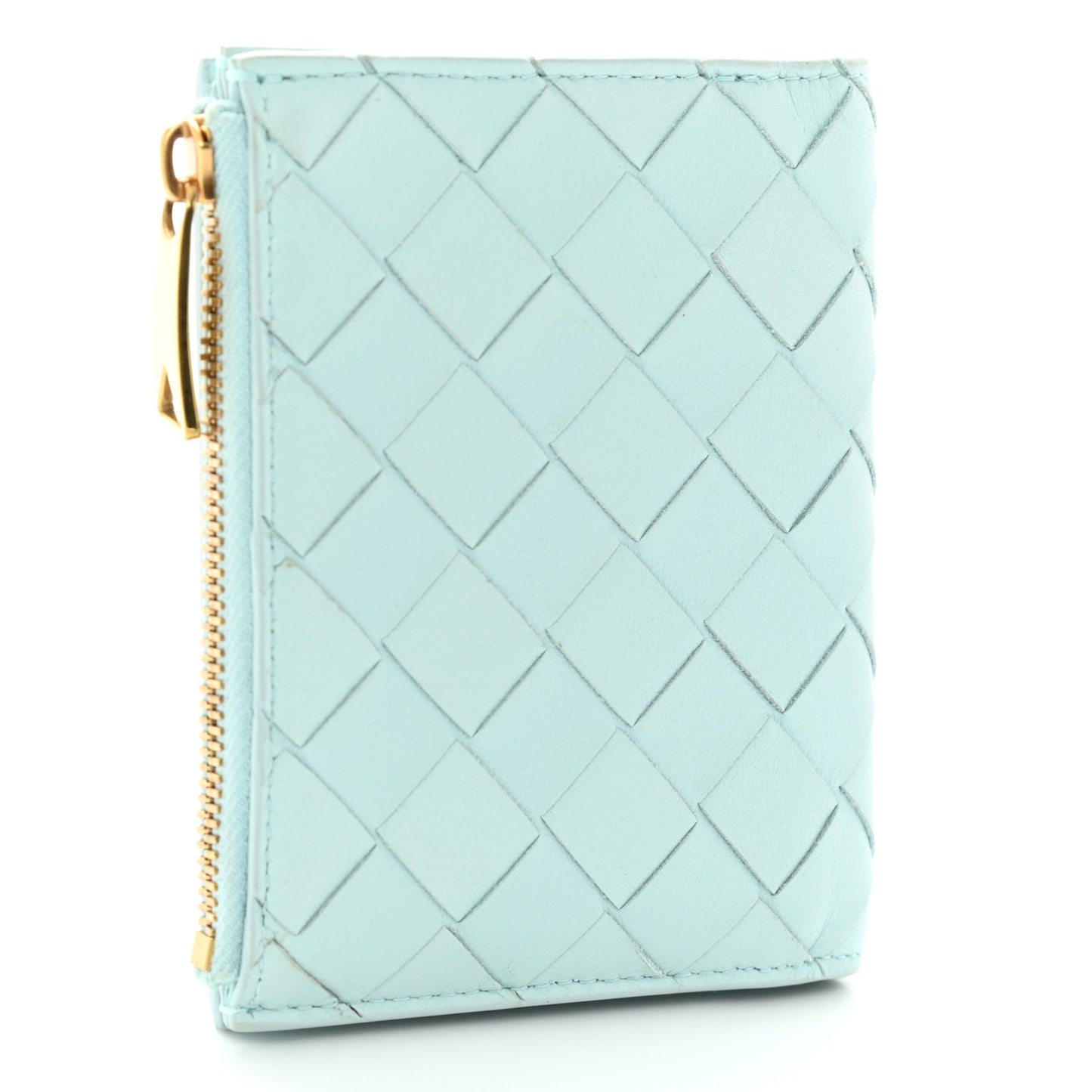 Nappa Intrecciato Bifold Zip Wallet Teal Washed