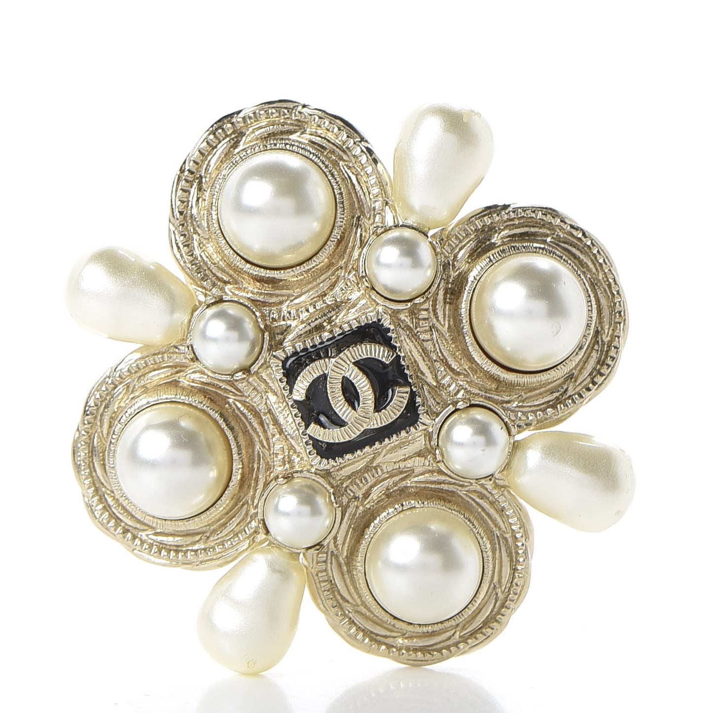 Pearl CC Double Strand Necklace Gold White