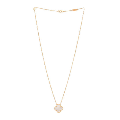 Van Cleef & Arpels 18K Yellow Gold Mother of Pearl Vintage Alhambra Pendant Necklace 3 of 7