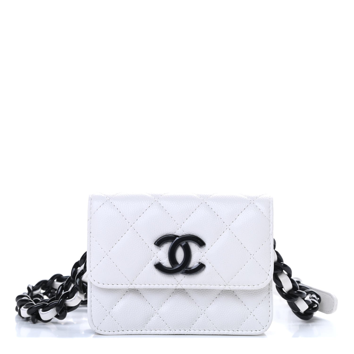 Chanel Caviar Quilted My Everything Belt Flap Card Holder White 1 of 12