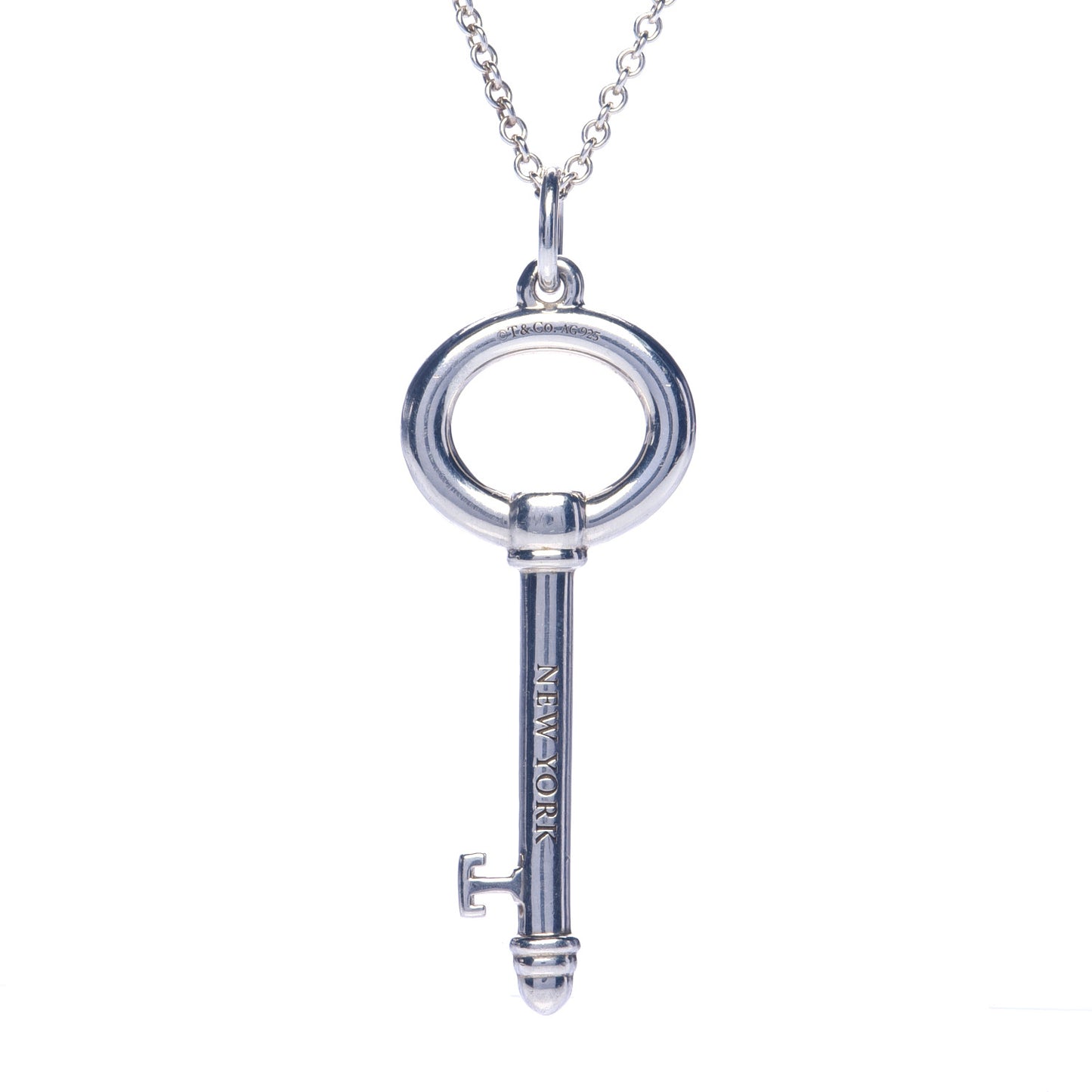 Sterling Silver Oval Key Pendant Necklace