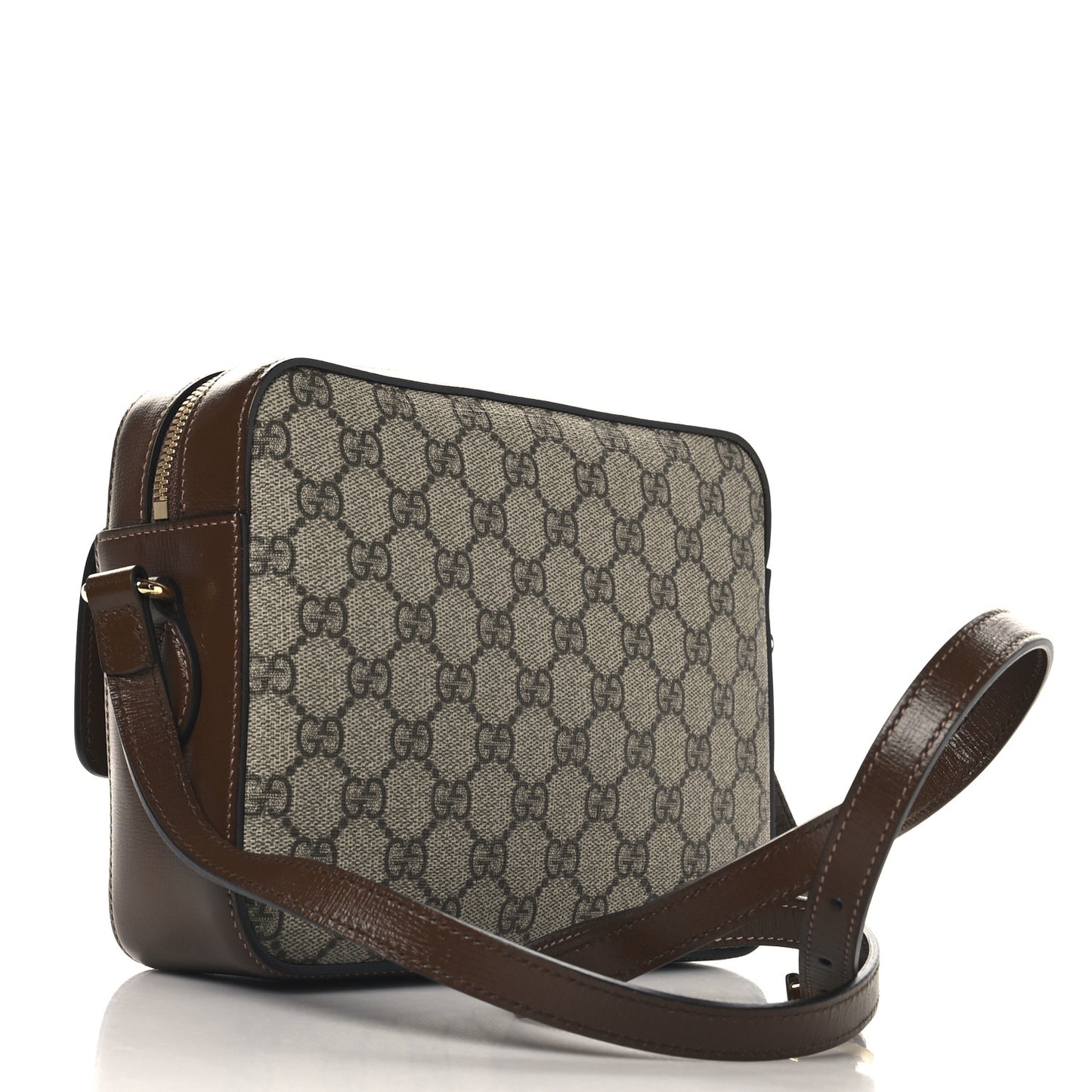 GG Supreme Monogram Small Horsebit 1955 Shoulder Bag Beige Brown Sugar