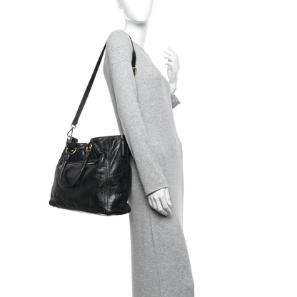 Prada Vitello Shine Shopping Satchel Dark Green 2 of 13