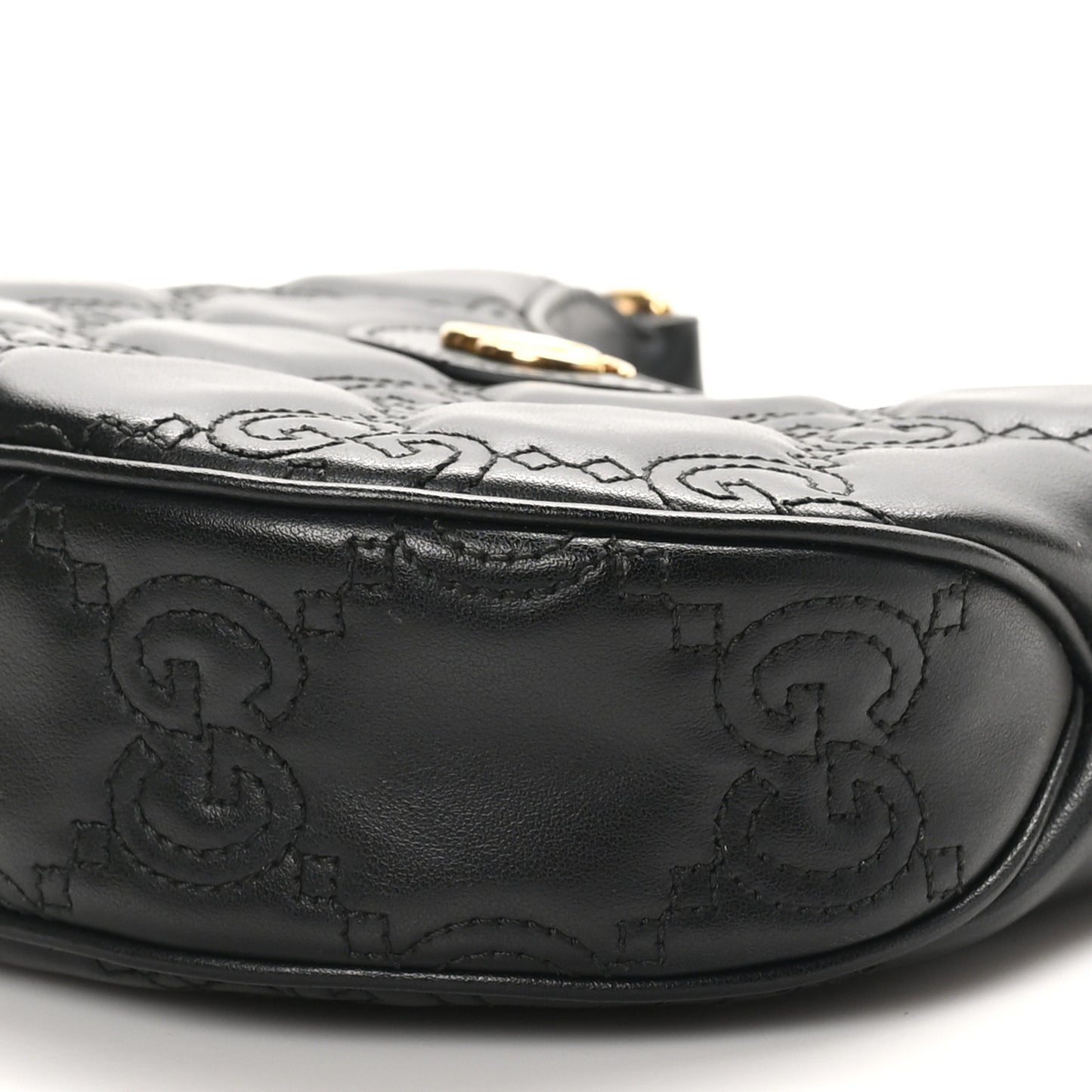 Calfskin GG Matelasse Mini Hobo Shoulder Bag Black