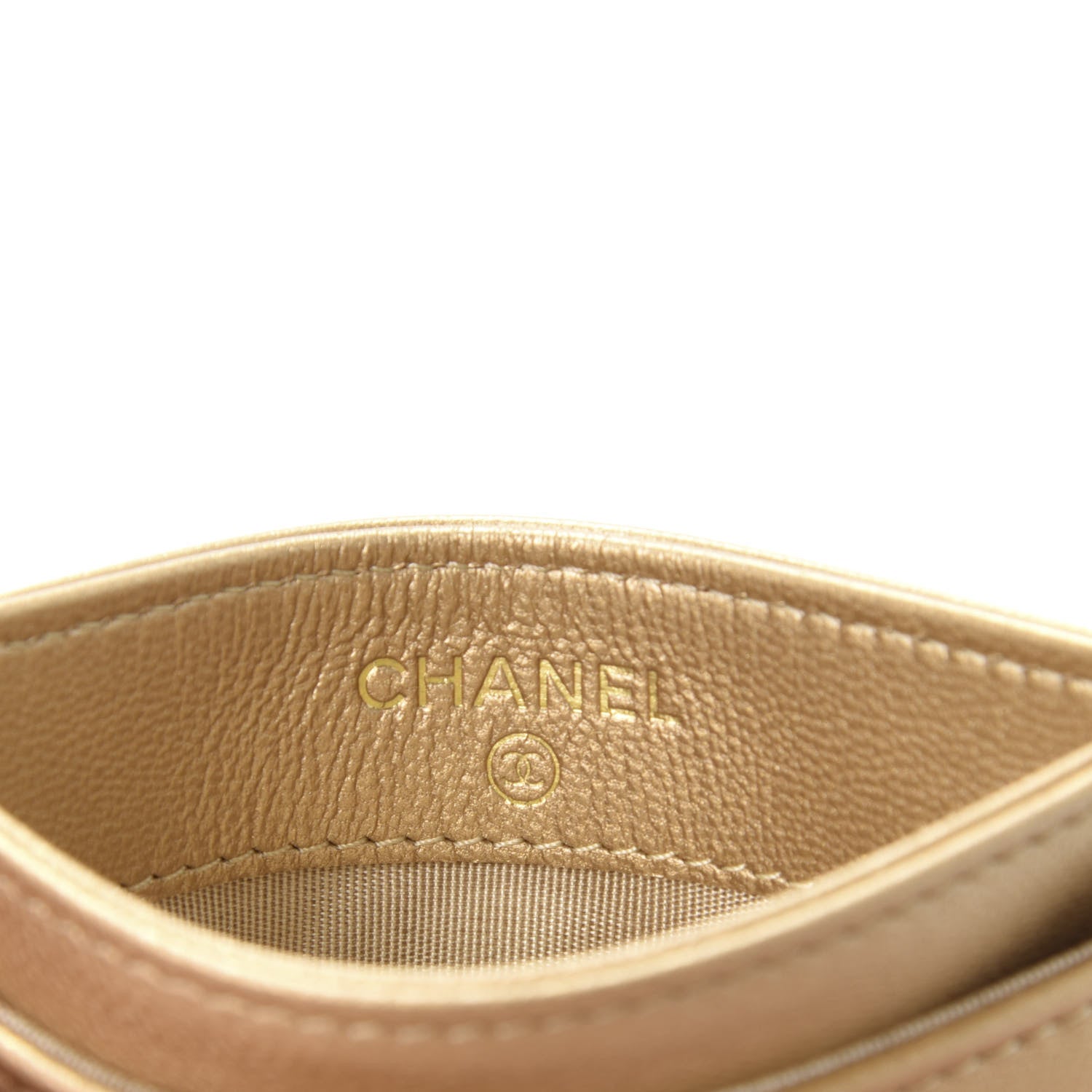 Chanel Metallic Goatskin Quilted Chanel 19 Card Holder Gold 8 of 11
