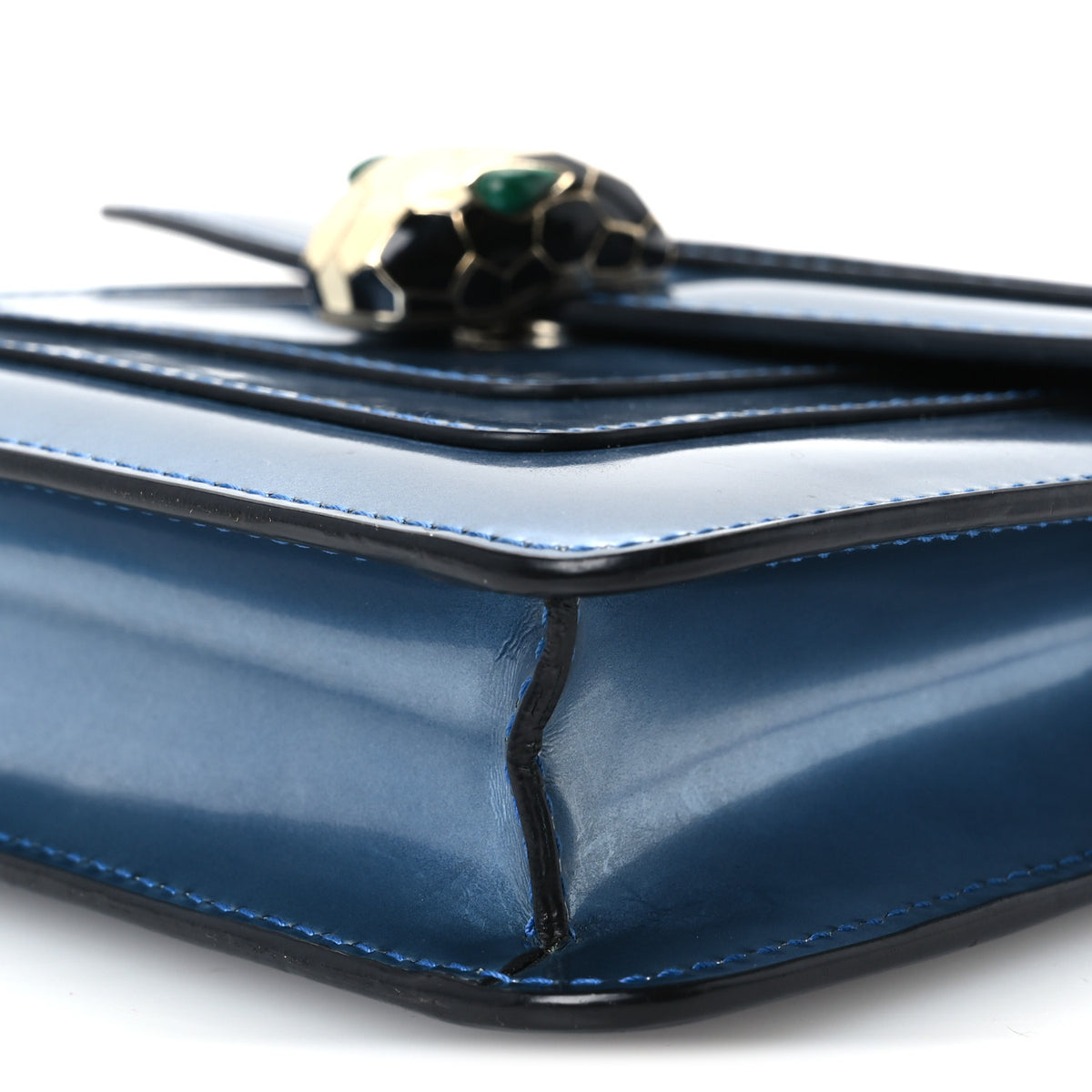 Bulgari Metallic Calfskin Small Serpenti Forever Snake Strap Crossbody Bag Blue 10 of 11