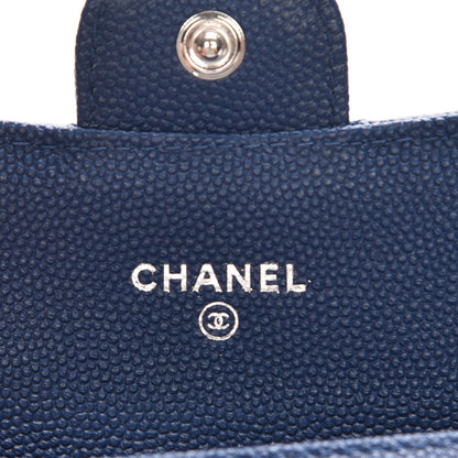 Chanel Caviar Chevron Quilted Card Holder Wallet Blue 6 of 8