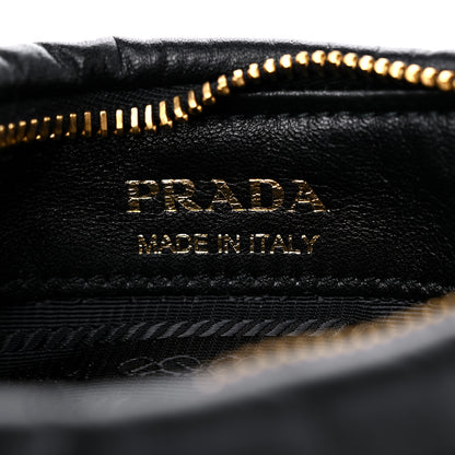 Prada Nappa Triangle Stitched Mini Zippered Hobo Bag Black 6 of 9