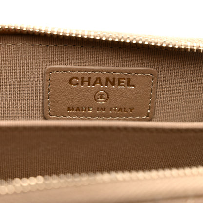 Chanel Caviar Quilted Zip Card Holder Beige Beige 6 of 8
