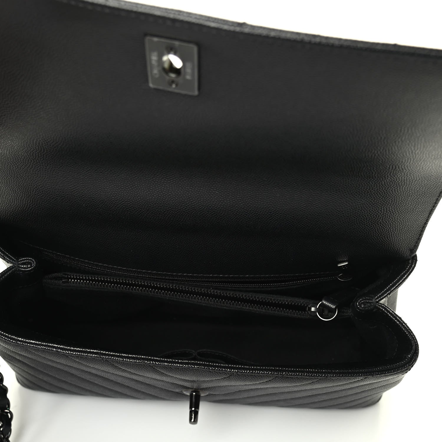 Chanel Caviar Chevron Quilted Small Coco Handle Flap So Black 4 of 4