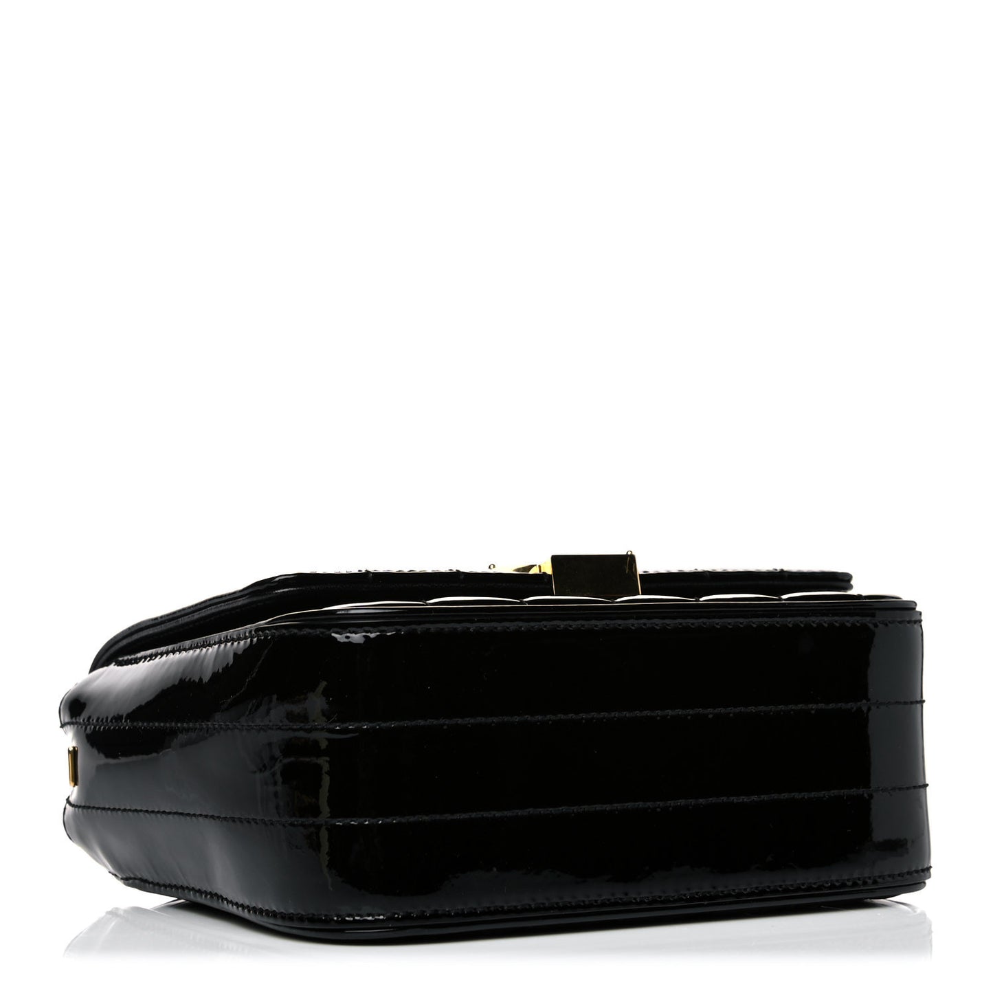 Patent Calfskin Matelasse Monogram Small Vicky Chain Bag Black
