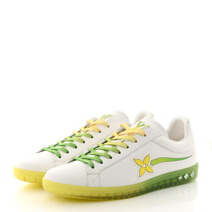 Louis Vuitton Calfskin Mens Luxembourg Samothrace Sneakers 8.5 White Yellow Green 3 of 10