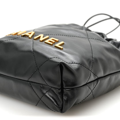 Chanel Shiny Calfskin Quilted Pearl CC Chain Mini Chanel 22 Black 9 of 10