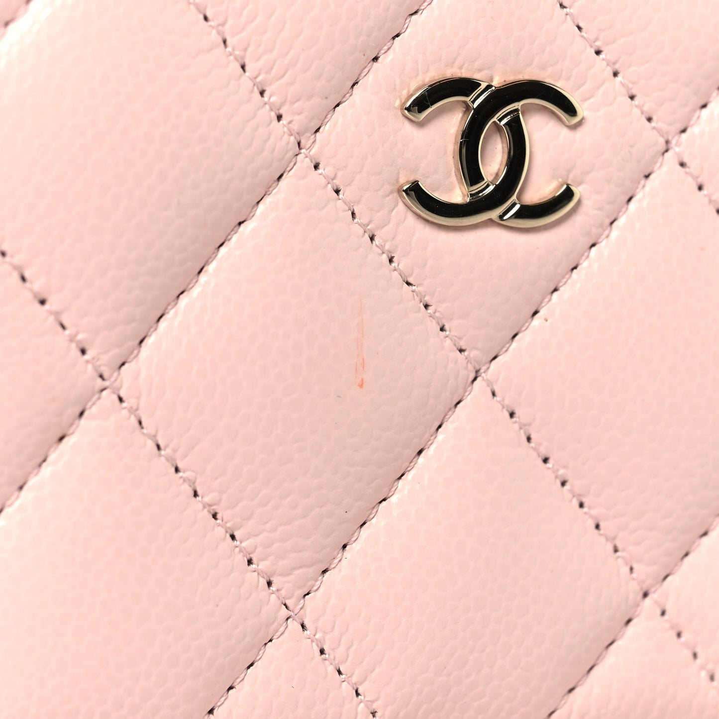 Caviar Quilted Zip Coin Purse Wallet Light Pink