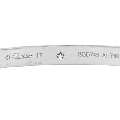 Cartier 18K White Gold 1 Diamond LOVE Cuff Bracelet 17 3 of 4