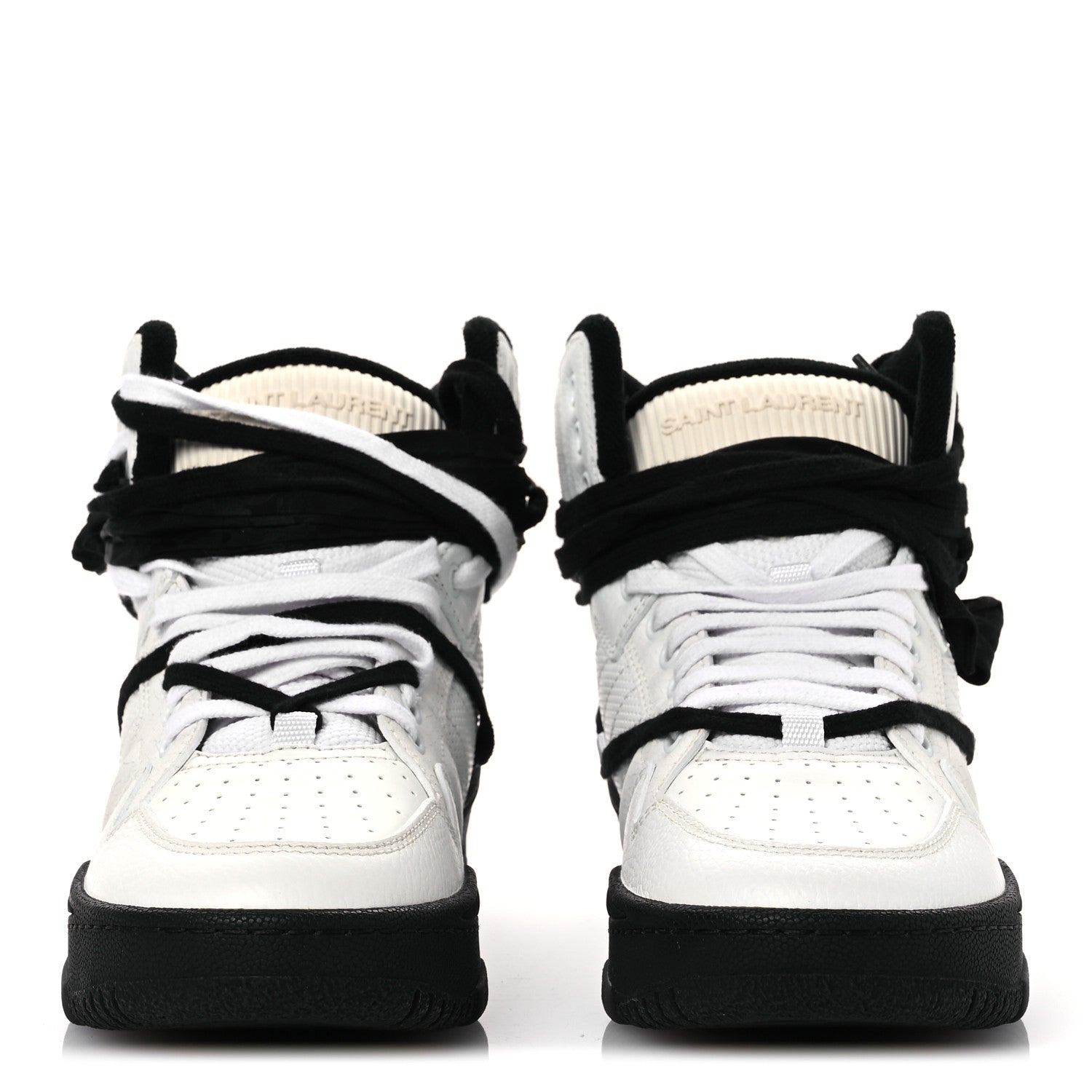 Saint Laurent Calfskin Smith High Top Sneakers 41 White Black 3 of 11