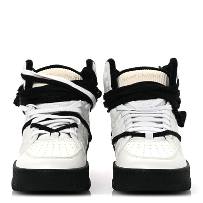 Saint Laurent Calfskin Smith High Top Sneakers 41 White Black 3 of 11