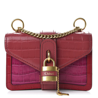 Chloe Calfskin Crocodile Embossed Mini Aby Chain Shoulder Bag Graphic Pink 1 of 11