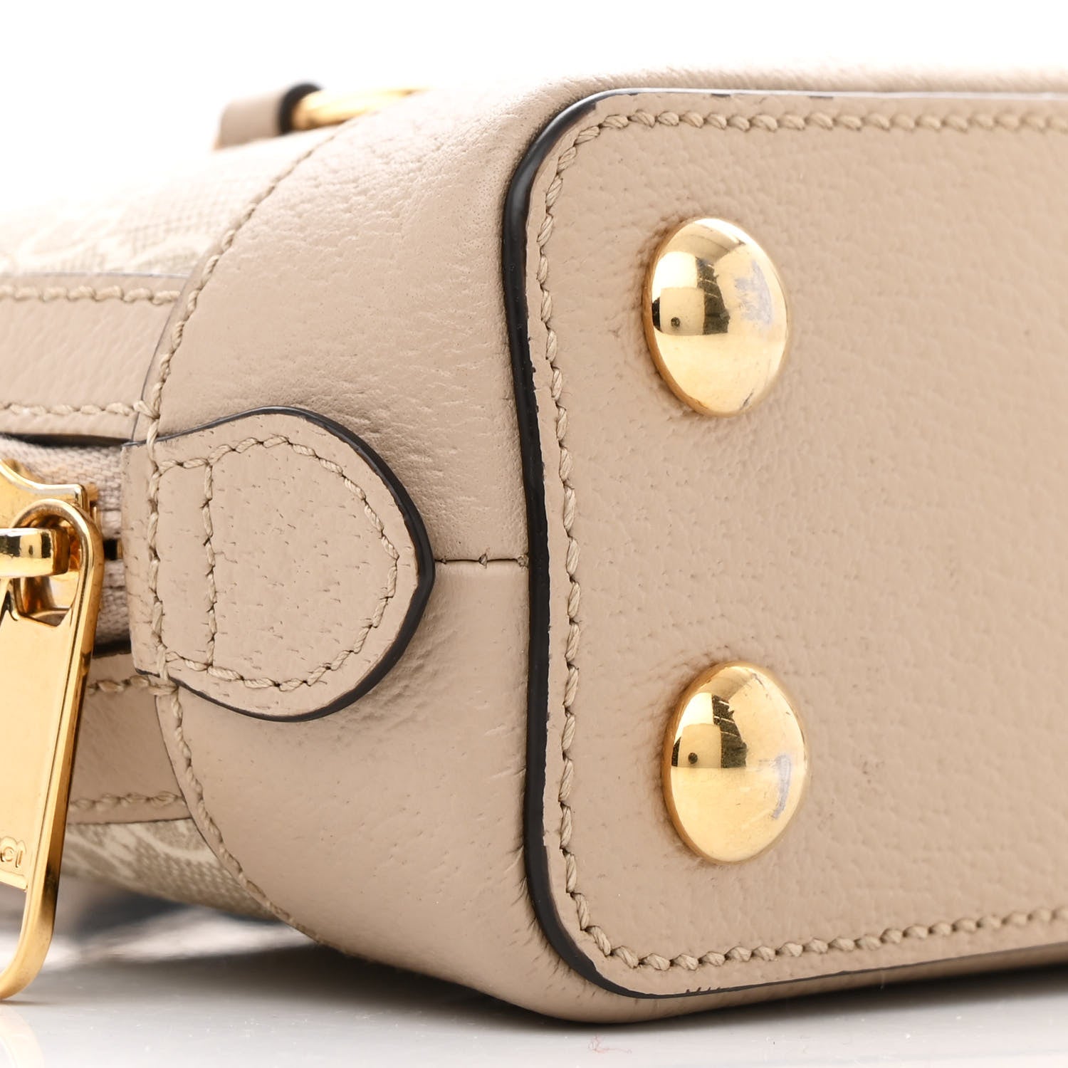 Gucci GG Supreme Monogram Textured Dollar Calfskin Mini Horsebit 1955 Top Handle Bag Beige Mystic White Oatmeal 9 of 14