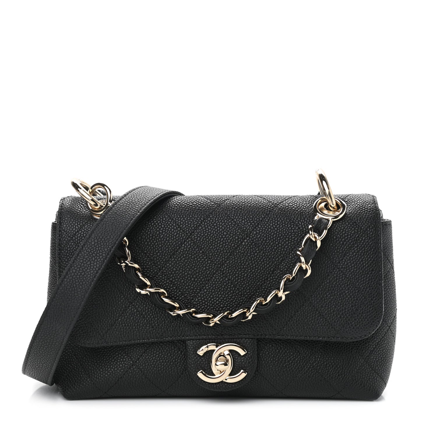 Caviar Quilted Small City Walk Flap Black