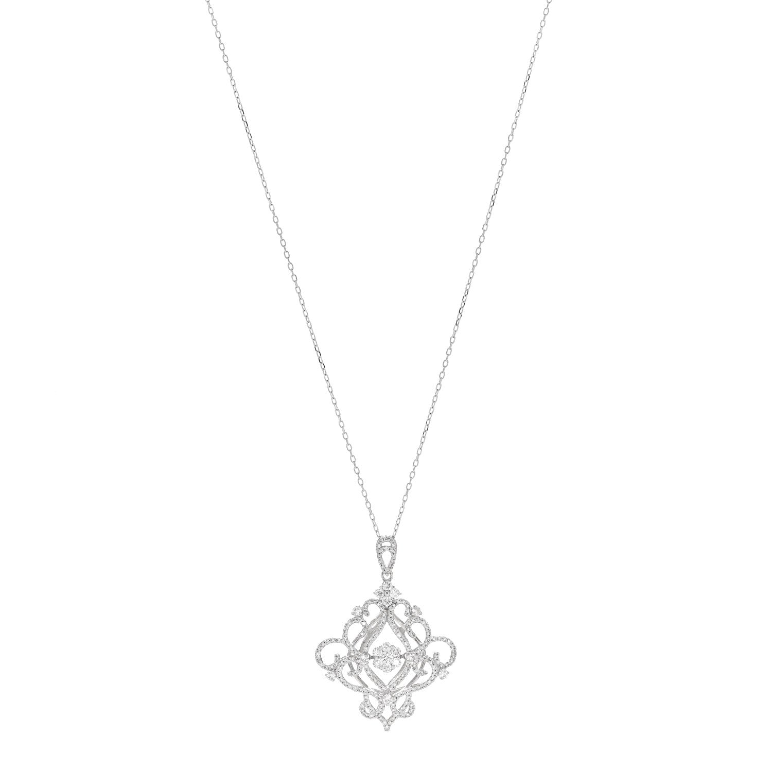Parker & West by FASHIONPHILE 18K White Gold Diamond 1.48ctw Filigree Pendant Necklace 1 of 5