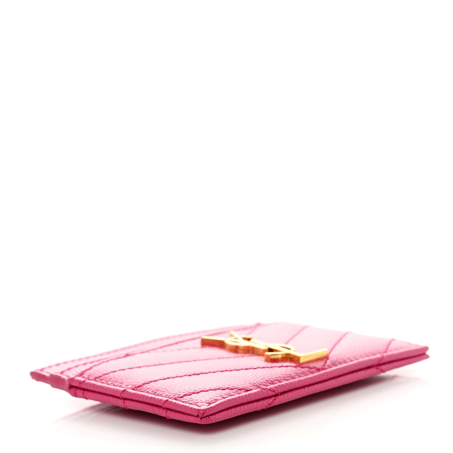 Grain De Poudre Matelasse Chevron Monogram Credit Card Case Fresh Fuxia