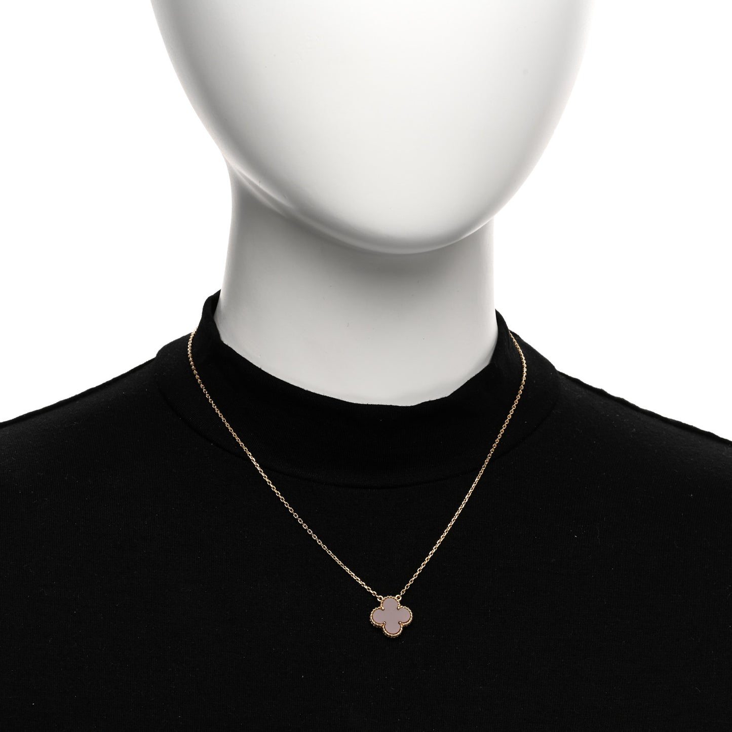 18K Yellow Gold Carnelian Vintage Alhambra Pendant Necklace