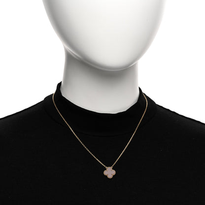 Van Cleef & Arpels 18K Yellow Gold Carnelian Vintage Alhambra Pendant Necklace 2 of 5