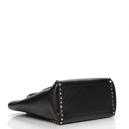 Valentino Garavani Vitello Rockstud Double Handle Tote Black 4 of 7