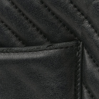 Chanel Lambskin Reverse Chevron Quilted Round Top Handle Flap Black 12 of 19