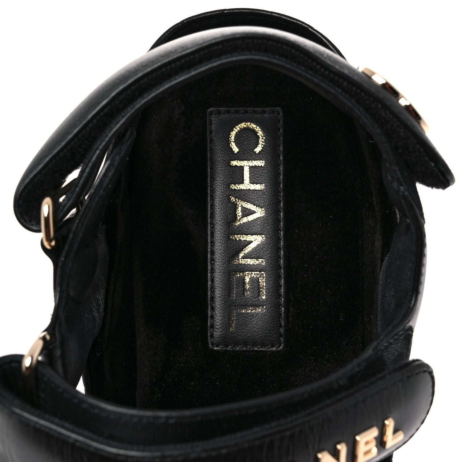 Chanel Shiny Calfskin Logo Platform Sandals 39 Black 7 of 9