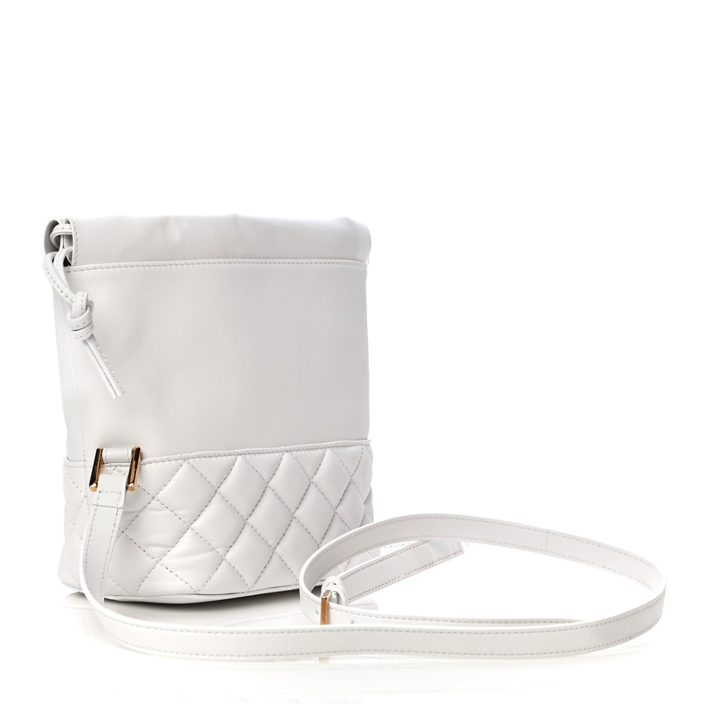 Nappa Quilted Medusa Bucket Bag White