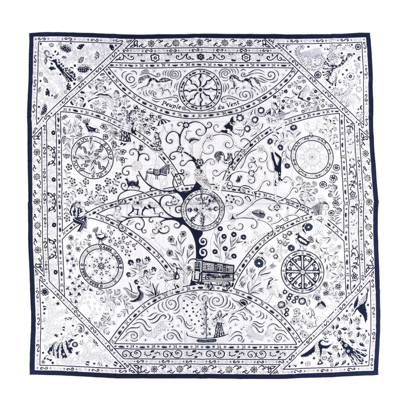 Cashmere Silk Peuple Du Vent Shawl 140 Gris Chine Marine