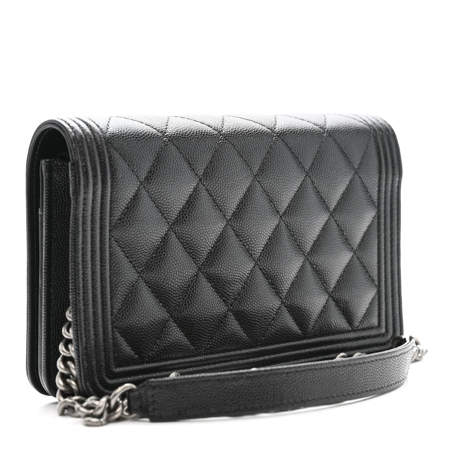 Chanel Caviar Quilted Boy Wallet On Chain WOC Black 3 of 12
