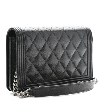 Chanel Caviar Quilted Boy Wallet On Chain WOC Black 3 of 12