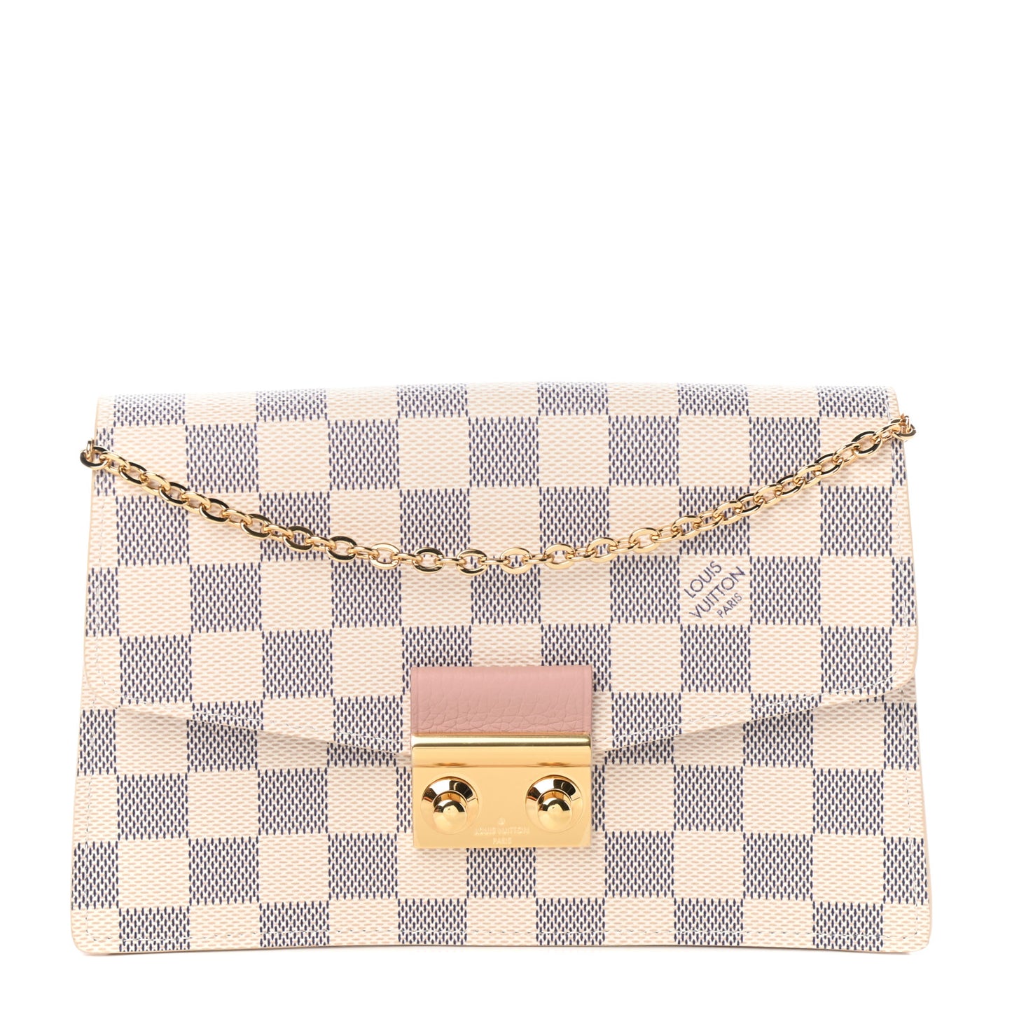 Damier Azur Croisette Chain Wallet Rose Ballerine