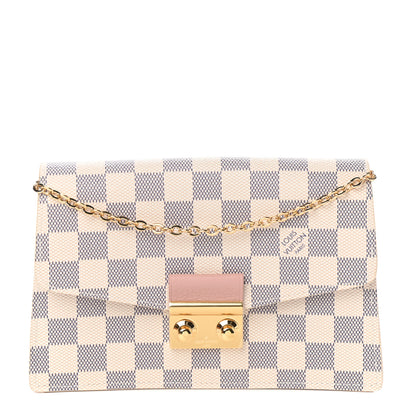 Louis Vuitton Damier Azur Croisette Chain Wallet Rose Ballerine 1 of 9